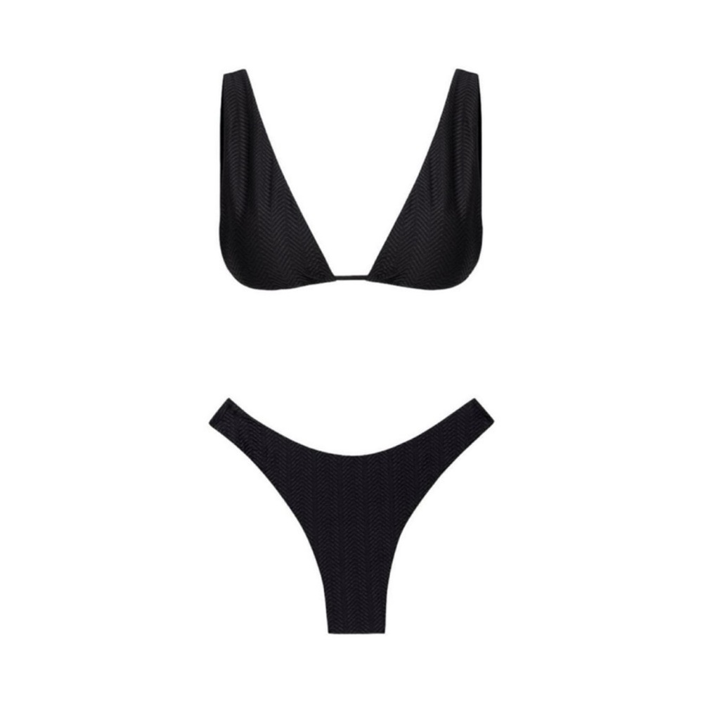 MONDAY SWIMWEAR Palm Springs Top & Byron Bottom, Black Chevron, Small